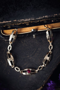 Art Deco Esemco 10k Cultured Ruby Bracelet