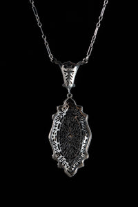 Art Deco 14k Filigree and Diamond Necklace