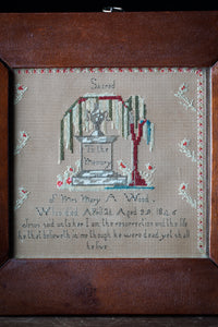 Victorian 1846 Mourning Embroidery for Mrs. Mary A. Wood