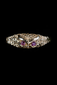 Late Victorian Ruby Eyed Owl Ring