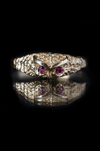 Late Victorian Ruby Eyed Owl Ring