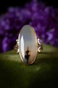 Art Nouveau 10k Dendritic Agate Ring