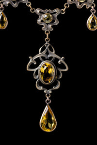 Art Nouveau Citrine Glass Festoon Necklace