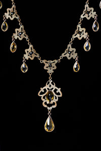 Art Nouveau Citrine Glass Festoon Necklace