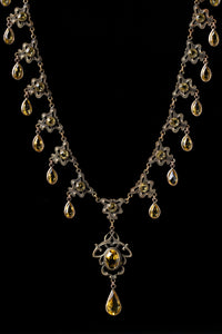 Art Nouveau Citrine Glass Festoon Necklace