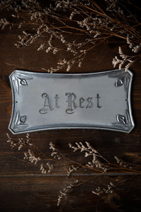 Large 1920s "At Rest" Casket Plaque With Art Deco Stylized Lilies