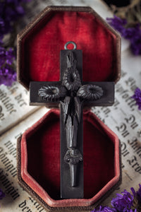 Victorian Vulcanite Mourning Cross Pendant