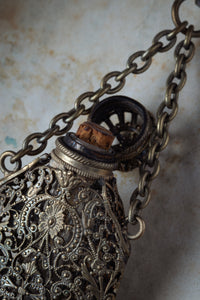 Victorian French Brass Filigree Chatelaine