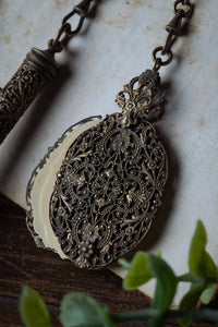 Victorian French Brass Filigree Chatelaine