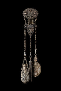 Victorian French Brass Filigree Chatelaine