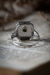 Art Deco Camphor Glass and Diamond Ring