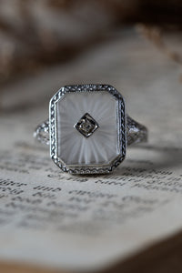 Art Deco Camphor Glass and Diamond Ring