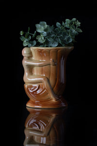 Art Deco Cornucopia Vase with Nude Figural Woman