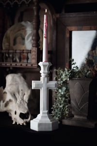 1920s Milk Glass Crucifix Candlestick