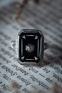 Art Deco Onyx and Diamond Filigree Ring