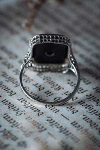 Art Deco Onyx and Diamond Filigree Ring