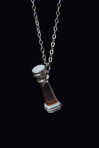 Victorian "Dinna Forget" Banded Agate Wax Seal Pendant Necklace