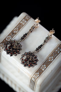 1930s Garnet Cluster Drop Earrings