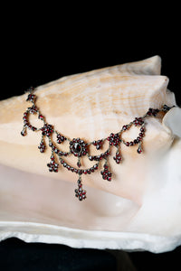 Victorian Bohemian Garnet Swag Necklace