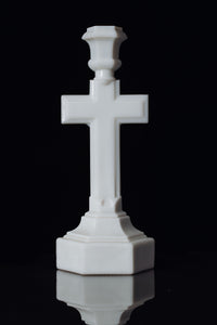 Early 1900s Milk Glass Crucifix Candlestick Holder