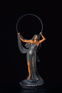 Art Nouveau Chalkware Nymph Goddess Vanity Mirror