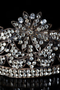 Antique French Rhinestone Floral Wedding Crown