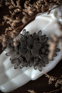 Georgian Silesian Iron Wire Work Floral Swag Brooch