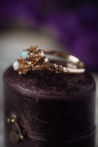 Victorian 14k Opal Toi Et Moi Forget-Me-Not Ring