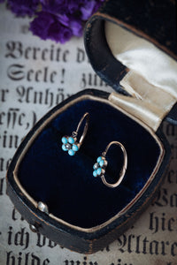 Victorian Persian Turquoise Forget-Me-Not 14k Earrings
