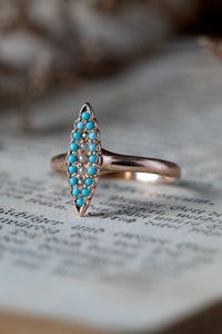 Victorian Turquoise and Pearl Navette Ring