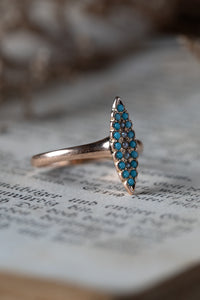 Victorian Turquoise and Pearl Navette Ring