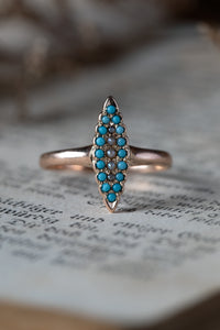 Victorian Turquoise and Pearl Navette Ring