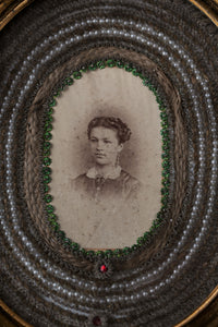 Victorian Mourning Hair Wreath with Portrait