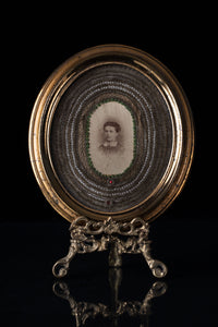 Victorian Mourning Hair Wreath with Portrait