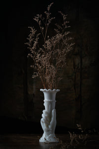 Milk Glass Cornucopia Hand Vase