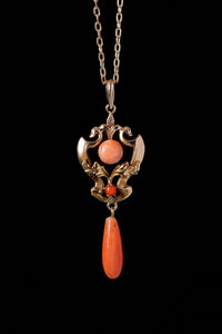 Art Nouveau Coral Lavalier Necklace
