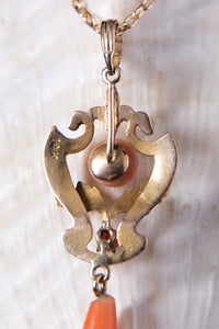 Art Nouveau Coral Lavalier Necklace