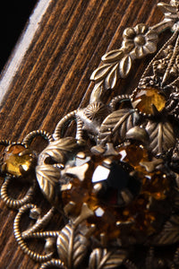 Art Deco Filigree and Amber Glass Necklace