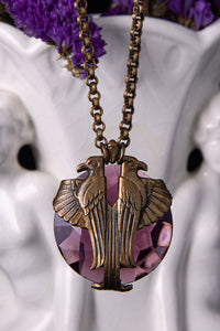 Art Deco Egyptian Revival Double Falcon Necklace