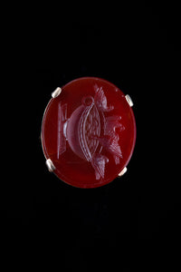 Early Victorian Doves of Pliny Carnelian Intaglio Conversion Ring