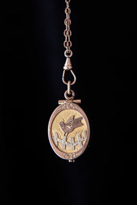 Victorian Aesthetic Movement Perched Sparrow Locket