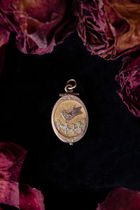 Victorian Aesthetic Movement Perched Sparrow Locket