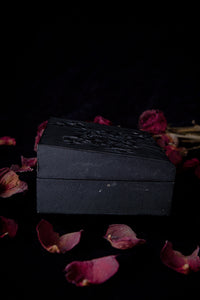 Late Victorian Embossed Black Celluloid Dresser Box