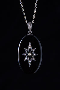 Victorian Onyx and Pearl Starburst Mourning Locket
