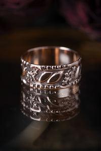 10k Victorian Hand Chased Floral Cigar Band Ring