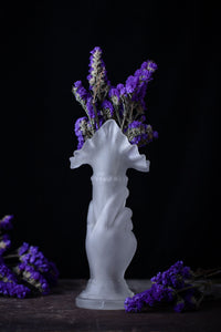 "Jack in the Pulpit" Frosted Glass Fluted Hand Vase