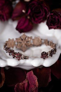 Victorian Bohemian Garnet Flower Link Bracelet