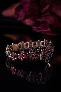 Victorian Bohemian Garnet Flower Link Bracelet