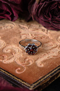 Late Victorian Rose Cut Bohemian Garnet Cluster Ring