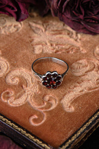 Late Victorian Rose Cut Bohemian Garnet Cluster Ring